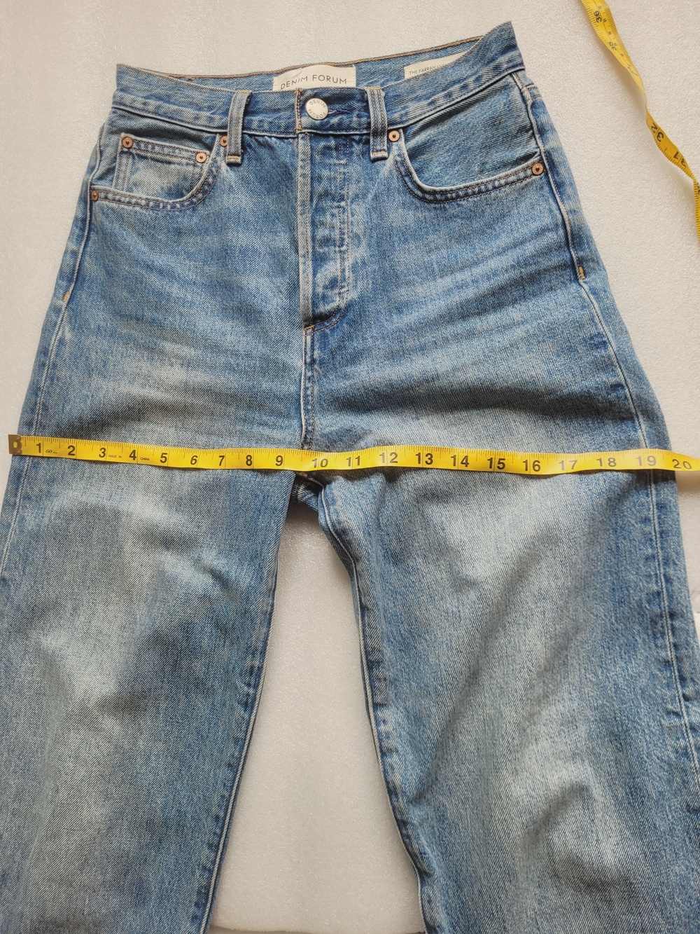 Denim Forum Farrah Wide Leg High Rise Crop Jeans Raw Hem Blue 25 - Picture 14 of 16